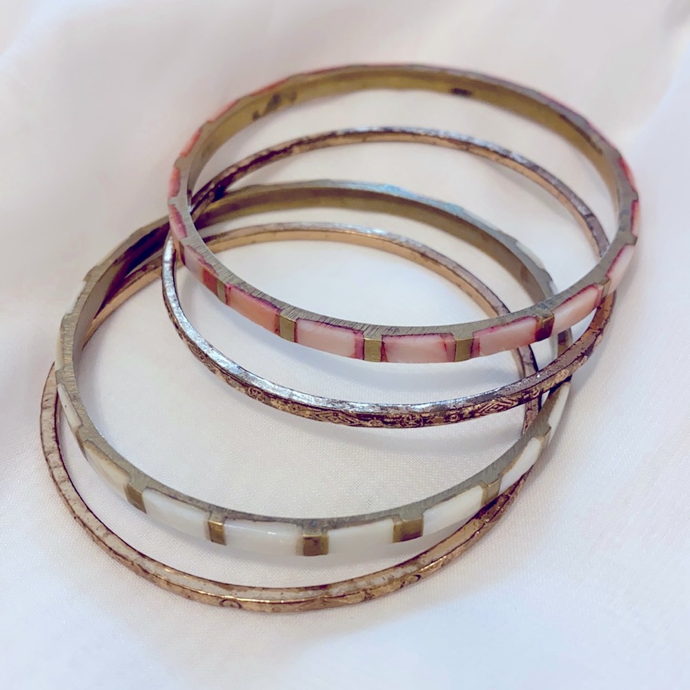 Mother of pearl and gold bangles